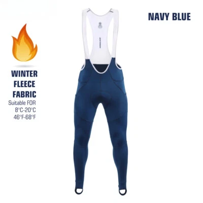 Men Cycling Bib Pants Winter Quick Dry Gel Pad Fleece Thermal MTB Bike Pants - Image 1 of 4