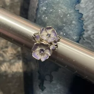 Anello John Hardy JAI 8 sterline 925 fiore floreale rodolite fiore di prugna viola - Foto 1 di 11
