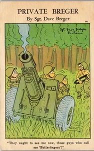 Private Dave Breger WWII Military Humor Postcard Butterfingers with Shell # 302 - Picture 1 of 3
