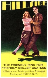 Vintage Hillside Roller Rink Richmond Hill N.Y. Skating Sticker Label 1950's - Picture 1 of 2