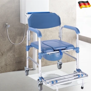 Duschstuhl Alu Toilettenrollstuhl Nachtstuhl Rollstuhl Toilettenstuhl Sitz DE - Bild 1 von 7