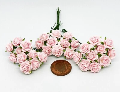 Dolls House Pink Paper Roses 3 Bunches 30 Flowers Tumdee Miniatures 1:12 Scale A
