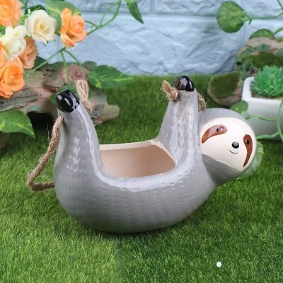 Керамический ленивец вися горшок CuteFlower горшок для суккулент воздуха растений кактусов - Изображение 1 из 4