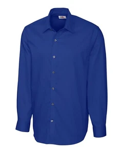 CUTTER & BUCK BLUE Epic Easy Care Mens Broken Twill DRESS SHIRT SZ:XLT NWT - Picture 1 of 3