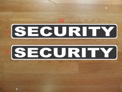 SUPERSIGNS Black & White SECURITY Magnetic Signs 3"x24" 1 Pair 4 Car Truck SUV