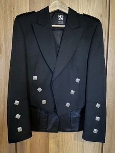Men’s Black Prince Charlie Kilt Jacket And Waistcoat 38R by Slanj - Picture 1 of 9