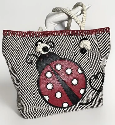 Brighton Dotty Lady Bug Poppyville  Purse Tote Bag Black White Polka Dots Rare - Image 1 of 4