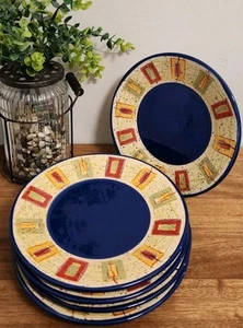 5 Pfaltzgraff Sedona Hand Painted Salad Plates 9¼" Speckled Stripe Good Cond. - Picture 1 of 6