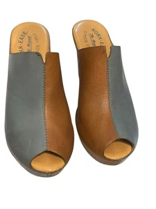 Kork Ease Samantha Two Tone Wedge Mule Size U.S. 8/ EU 39 Blue/Brown - Picture 1 of 8
