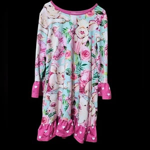 Pink and Blue Penelope Plumm Pajama Nightgown Dress with Ruffle Hem Size 6 - Picture 1 of 5