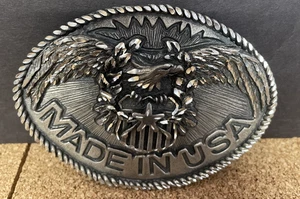 Patriotischer Adler Made in U.S.A. Gürtelschnalle Vintage 80er Jahre - Bild 1 von 4