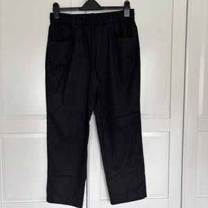 Zara Ladies Grey Pinned Striped Trouser Eur 38, Elastic & Drawstring Waist - Picture 1 of 4