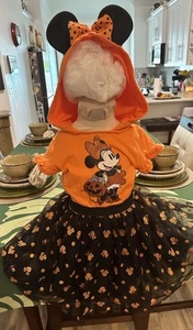 Disney Girls Minnie Mouse Halloween Orange Hooded Dress Tulle Skirt M (7/8) - Picture 1 of 7