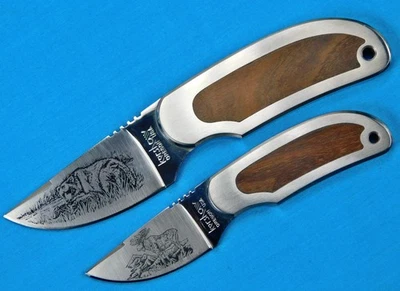 Conjunto de 2 facas de caça gravadas vintage dos EUA Kershaw Kai feitas no Japão - Imagem 1 de 4