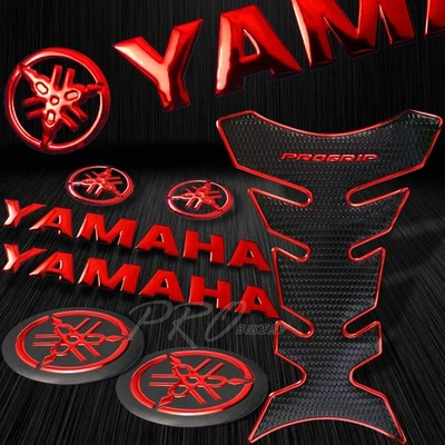 Chrome Red Pro Fuel Tank Grip Pad+5.75"Yamaha Logo&Letter Emblem+2"Badge Sticker — 第 1/4 张图片