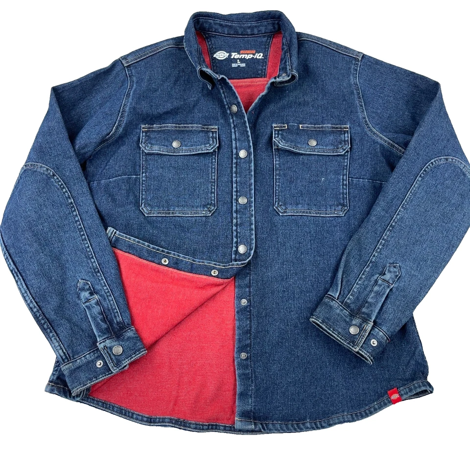 Dickies Shacket Women Large Warming Temp-iq Flex Denim Work Shirt Blue Dark - Image 1 of 4