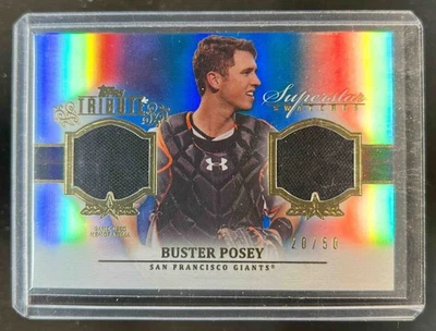 2013 Topps Tribute Buster Posey Superstar Jersey Blue #20/50 Giants - Image 1 of 2