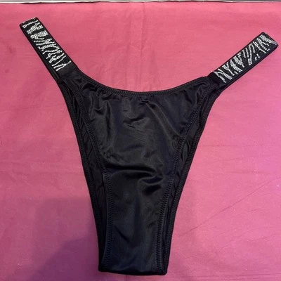 Victoria’s Secret sehr sexy brasilianisches Slip-Höschen Größe Small schwarz mit Schmucksteinen - Bild 1 von 4