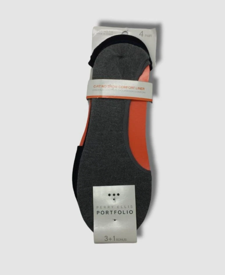 Perry Ellis Black 3-pairs Shoe Sz 7-12 Men Casual Liner Socks E09