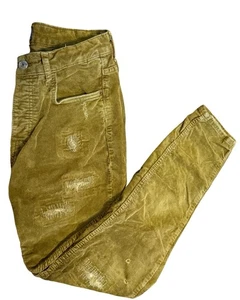 Zara Men’s Distressed Corduroy Skinny Pants 31x29 Mustard Brown Y2K - Picture 1 of 13