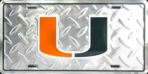 MIAMI HURRICANES CAR TRUCK TAG DIAMOND LICENSE PLATE METAL SIGN UNIVERSITY CANES - Picture 1 of 1