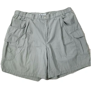 Columbia Cargo Shorts 42 Olive Green Pleated Elastic Waist 6 Pockets 8" Inseam - Picture 1 of 3