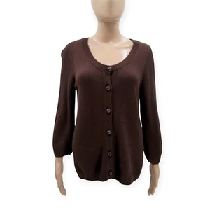 Talbots braun Baumwolle & Angora Kaninchenhaar Knopfleiste Cardigan Pullover Small neu mit Etikett - Bild 1 von 7