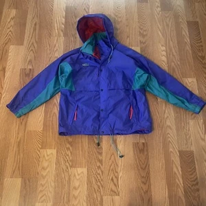 Vintage Columbia Windbreaker Jacket Mens Large Full Zip Pockets Omni Tech Multi - Picture 1 of 6