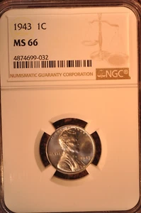 1943 CENTESIMO ACCIAIO MS66 NGC - Foto 1 di 4