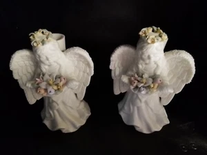 Angel Candle Holder Ceramic Set Of Two - Picture 1 of 9