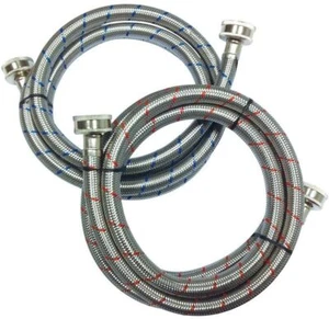 Everbilt 2 Pack - 3/4 in. x 3/4 in. x 5 ft. Stainless Steel Washing Machine Hose - Picture 1 of 2