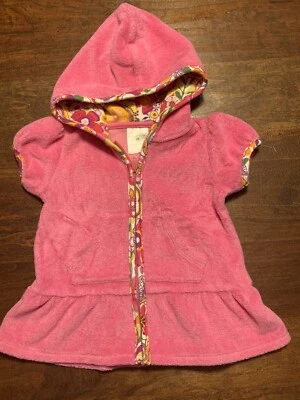 Vera Bradley 婴儿粉色特里短袖连帽遮瑕夹克,女孩 6-12 米 — 第 1/4 张图片
