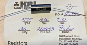 QTY 5 NEW KRL BANTRY 160KΩ/0.01% 1.5W 750V WIREWOUND RESISTORS [SHIPS FROM USA] - Picture 1 of 1