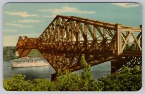 Sainte-Foy Canada, Quebec Bridge, Ocean Liner, St. Lawrence River Postcard - Picture 1 of 3