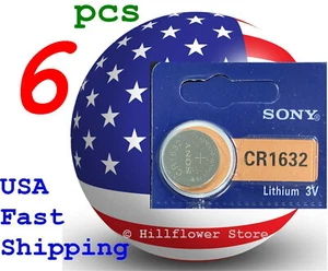 6 Stück CR1632 1632 LM1632 BR1632 Karte 3V Sony Dauer Lithium Batterie - Bild 1 von 6
