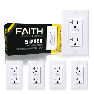 [5-Pack] 20A GFCI Outlets, Tamper-Resistant GFI Duplex Receptacles with LED Indi