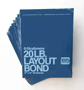 11 PADS 20lb.STRATHMORE LAYOUT BOND ..9 x 12 100% COTTON..RARE..USA MADE - Picture 1 of 4
