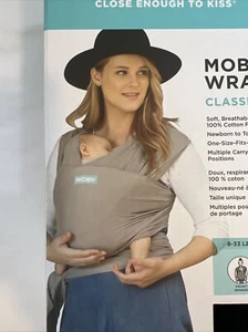 MOBY WRAP Classic - Stone Color Newborn To Toddler 8-33 Lbs. Hip Or Front Carry - Picture 1 of 6
