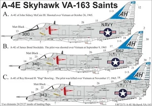 Calcomanías UpRise UR72171 - A-4E Skyhawk "Hanoi Hilton - huéspedes de VA-163" 1/72 - Imagen 1 de 6