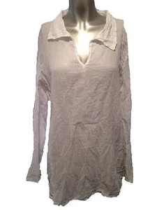 Ropa de playa blanca con cuello en V y manga larga talla única aspecto crepé - Imagen 1 de 3