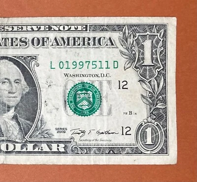 1997 May 11 (L 01997511 D) Note $1 One Dollar Bill (_1997 / 5 / 11) - Image 1 of 3