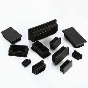 Rectangular Plastic End Caps Ribbed Plugs Blanking Inserts Tube Pipe Bungs Black - Picture 1 of 49