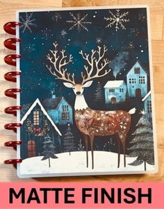 MATTE Deer Snow Winter Forest Scene Cover Set 4 use w/ Classic HAPPY Planner* - Picture 1 of 7