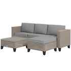 5-piece Rattan Patio Furniture Set With Corner Sofa, Footstools, Coffee