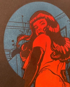 Keyhole Vouyer 13" Feminist Pin-Up Letterpress Print Comic Tattoo Art 50s Woman - Picture 1 of 4