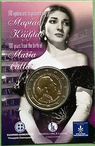 Grecia 2 euro 2023 Maria Callas CoinCard moneta commemorativa moneta commemorativa FDC - Foto 1 di 2