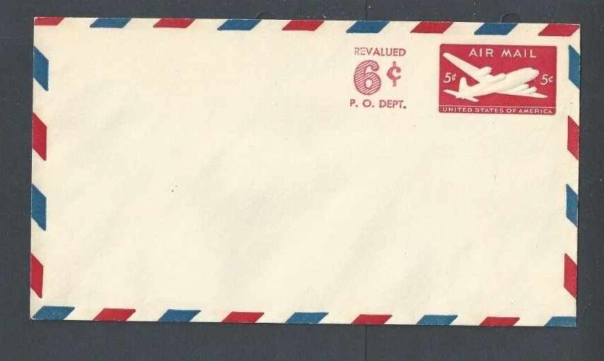 UC20 Sharp Skid 6c Revalued To 7c Carmine Airmail Size 13 Wmk 41 On #AM-58 - Image 1 of 1