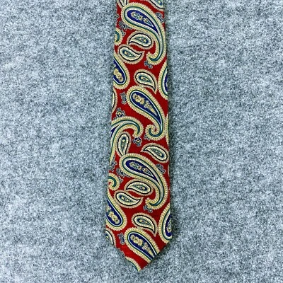 Oscar de la Renta Couture мужской галстук красный с принтом пейсли шелк - Изображение 1 из 4