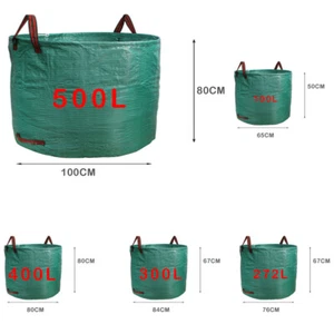 Heavy Duty Garden Waste Bag Reusable Waterproof Refuse Sack for Leaves Grass Bin - Picture 1 of 17