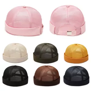 Cappello uomo retrò senza tesa berretto teschio berretto marinaio berretto berretto arrotolato vernice regolabile - Foto 1 di 20